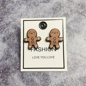 Christmas Gingerbread Man Stud Earrings